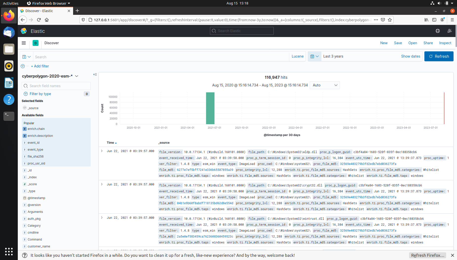 Kibana start